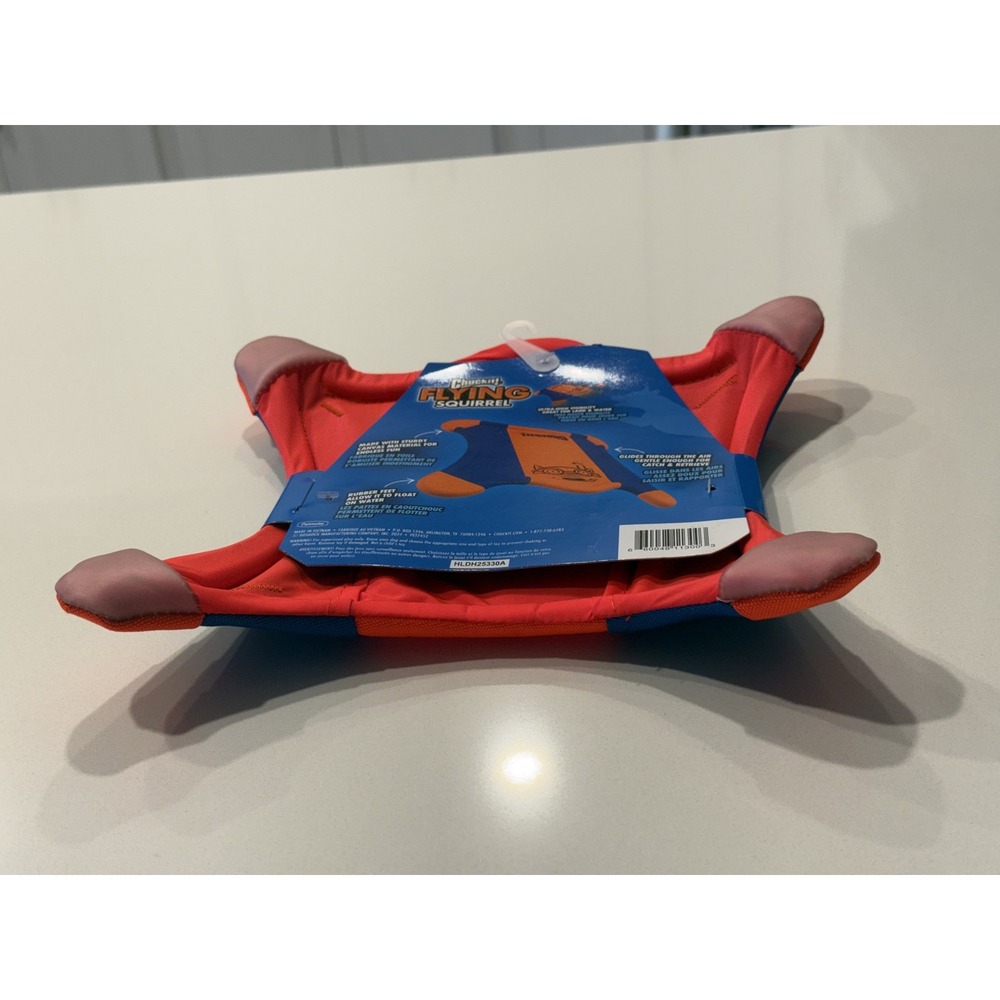 Chuckit! Flying Squirrel Medium Floating Canvas Dog Toy Orange Blue - Picture 2 of 16